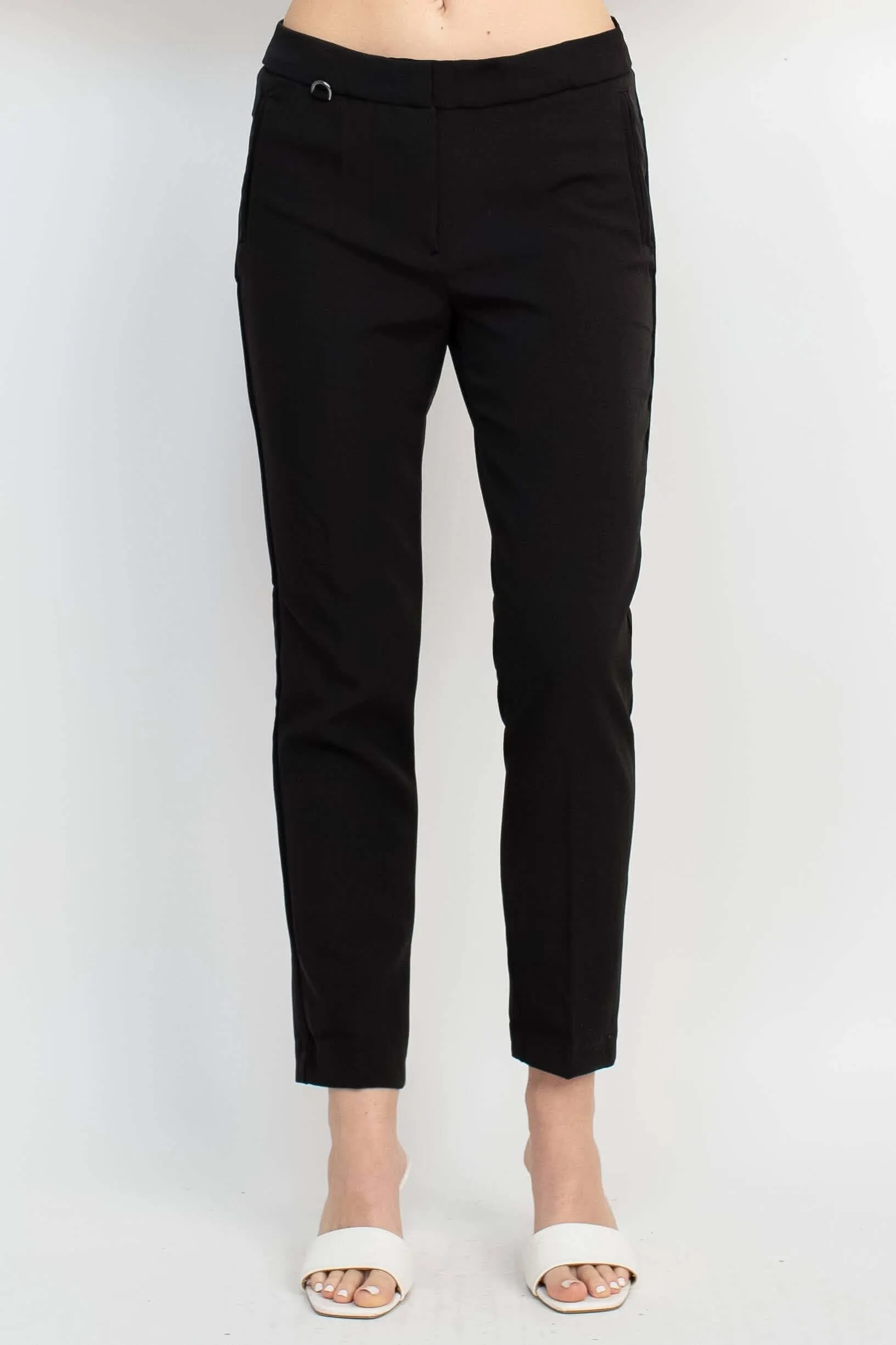 Adrianna Papell Mid Waist Solid Stretch Crepe Pants with Pockets