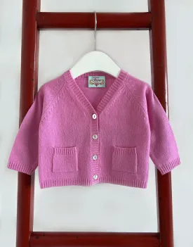 Baby Pocket Cashmere Cardigan in Azalee