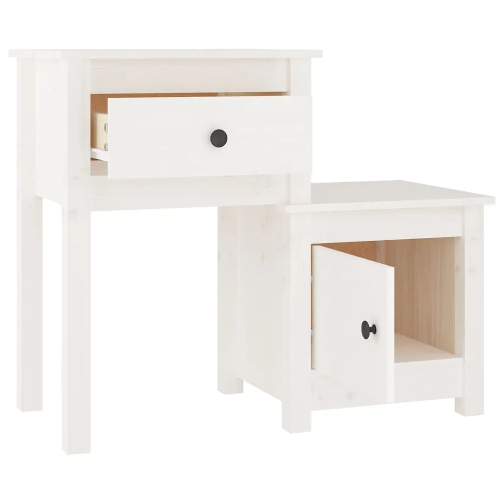 Bedside Cabinet White 79.5x38x65.5 cm Solid Wood Pine