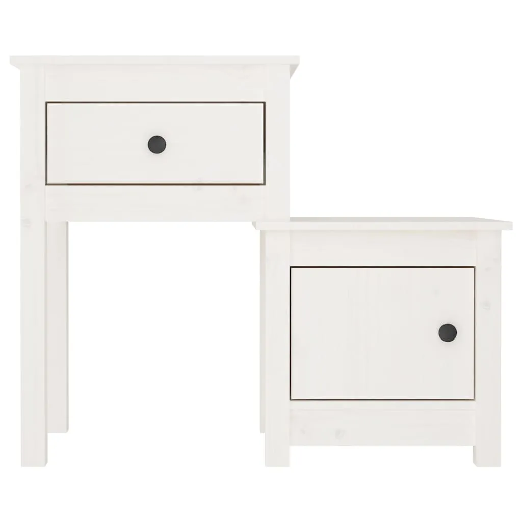 Bedside Cabinet White 79.5x38x65.5 cm Solid Wood Pine