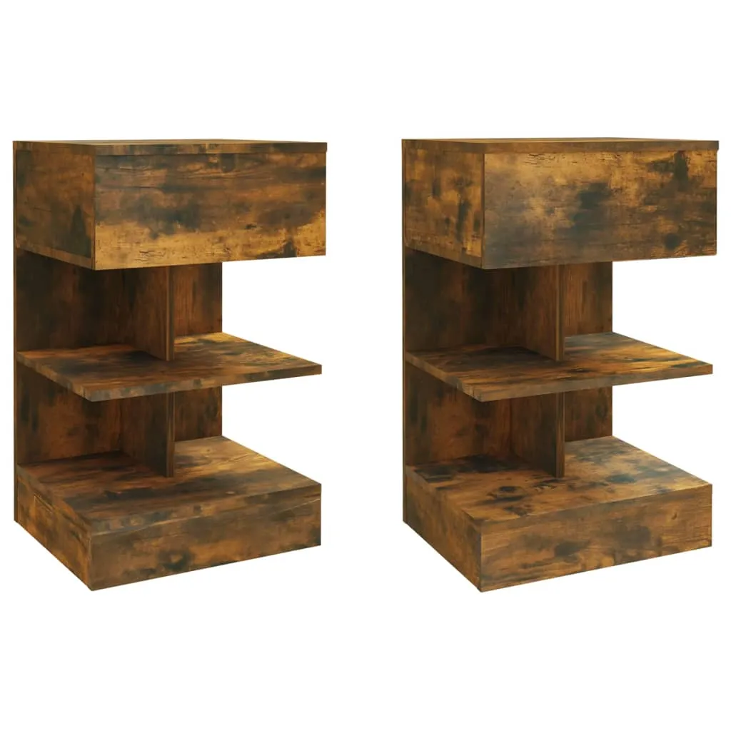 Bedside Cabinets 2 pcs Smoked Oak 40x35x65 cm Engineered Wood