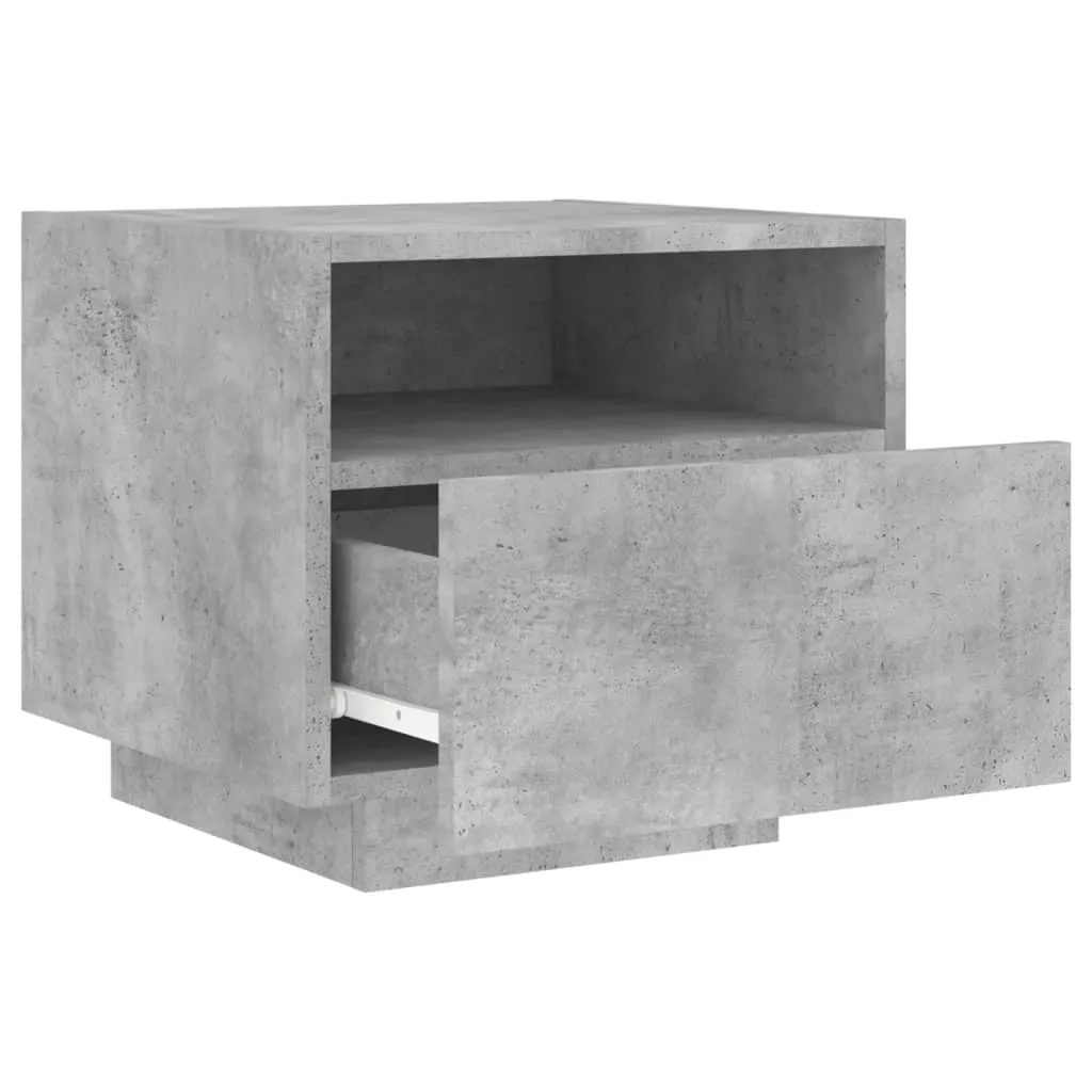 Bedside Cabinets with LED Lights 2 pcs Concrete Grey 40x39x37 cm