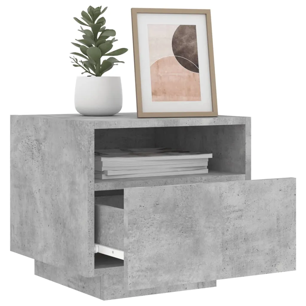 Bedside Cabinets with LED Lights 2 pcs Concrete Grey 40x39x37 cm