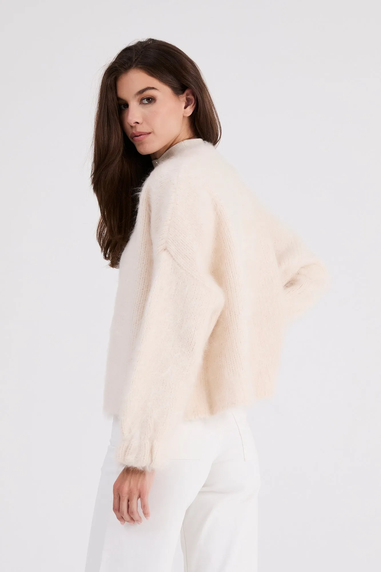   Beryll Anita Cashmere Cropped Cardigan | Milk