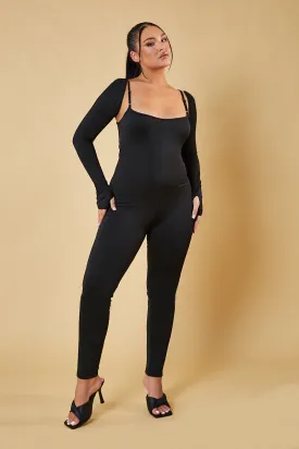 Black Two Piece Long Sleeve Jumpsuit - Ella