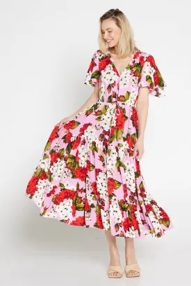 Briony Dress - Red/Pink Floral