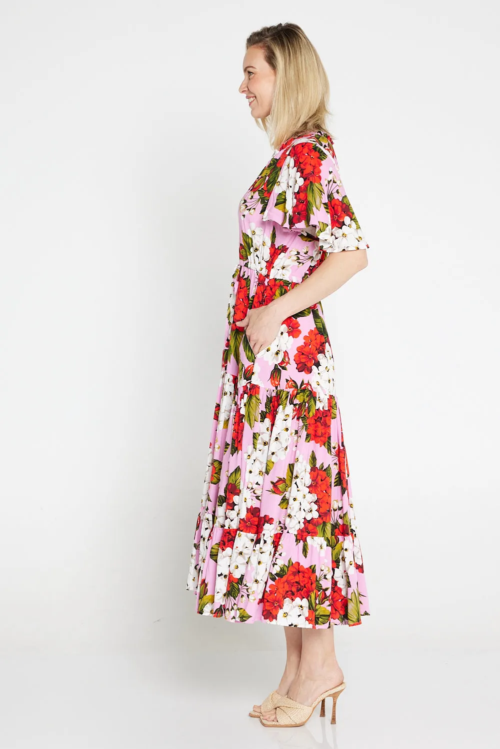 Briony Dress - Red/Pink Floral