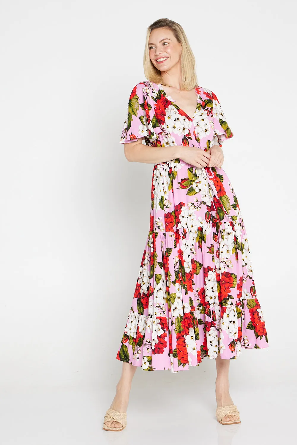 Briony Dress - Red/Pink Floral