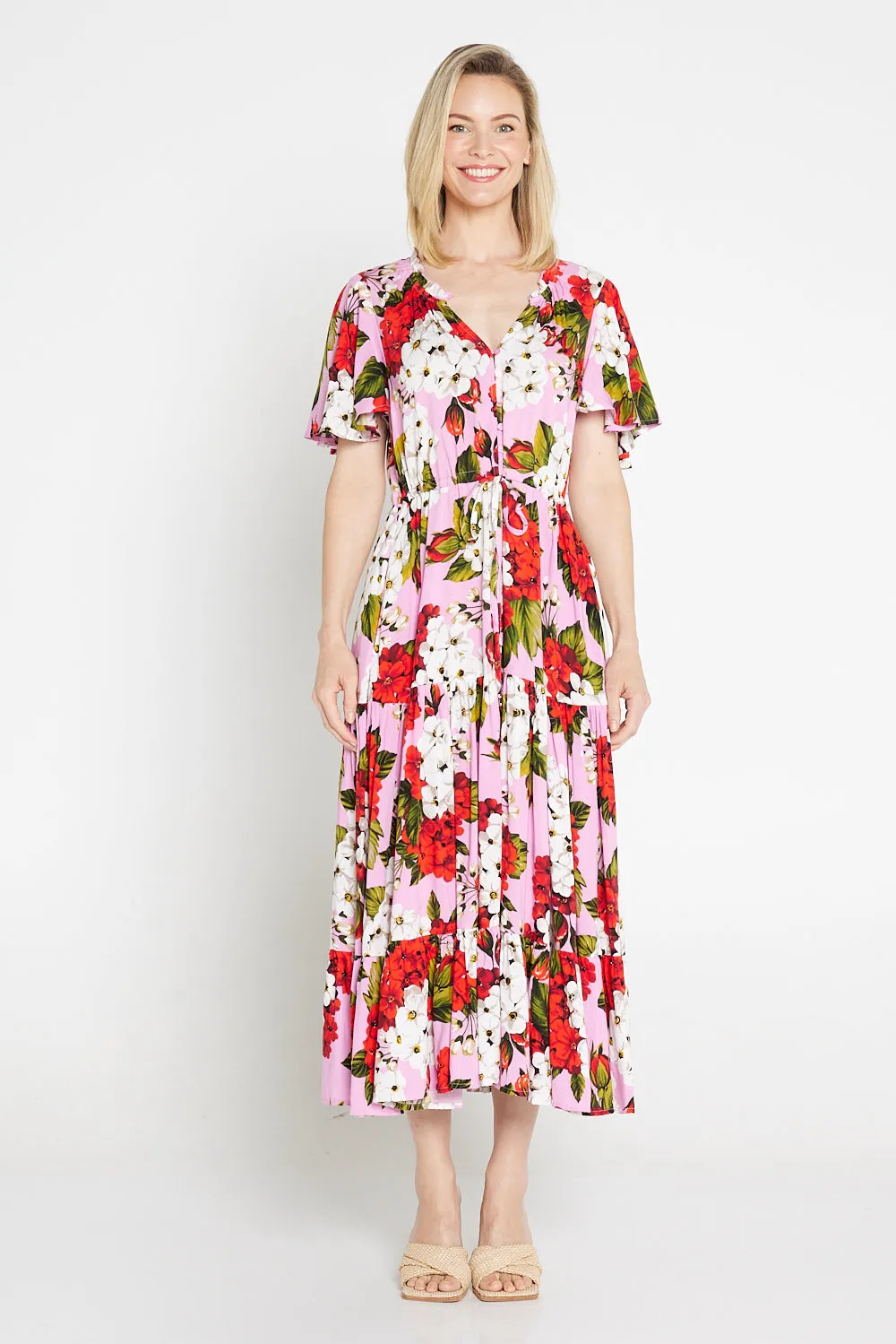 Briony Dress - Red/Pink Floral