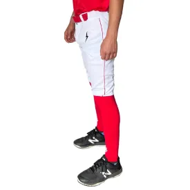 BRUCE BOLT Premium Pro Baseball Short - WHITE w/ Red