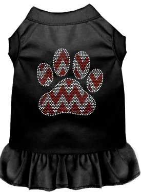 Candy Cane Chevron Paw Rhinestone Dog Dress Black 4x (22)