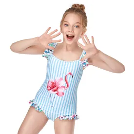 Children's jumpsuit flower fly edge girl swimwear