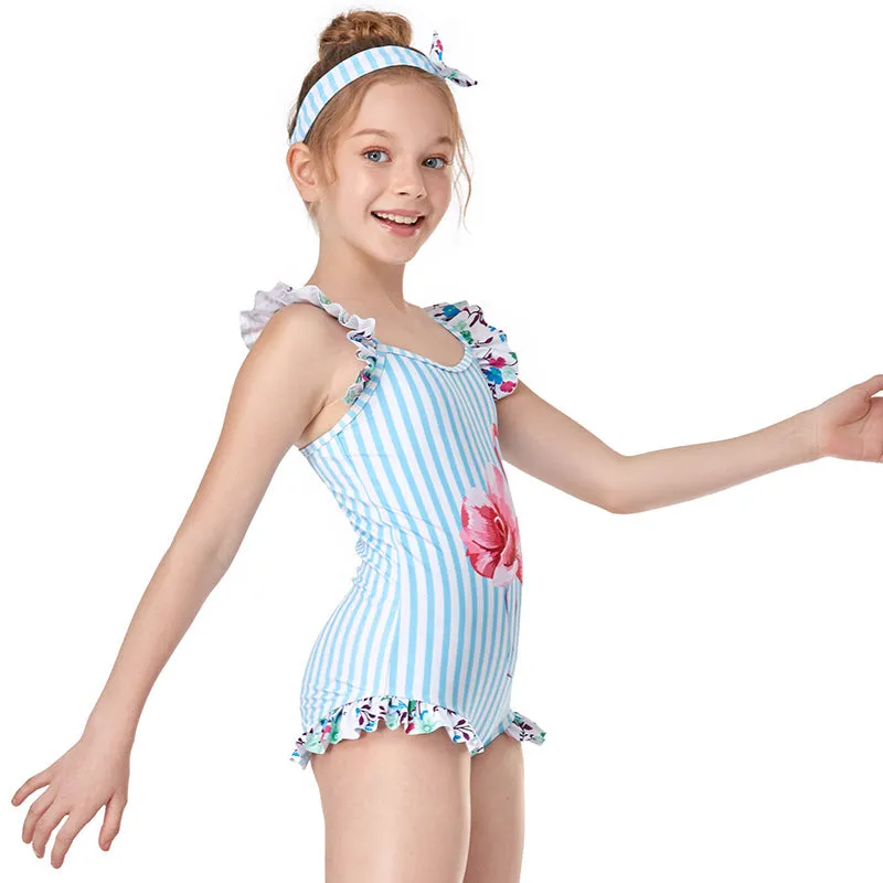 Children's jumpsuit flower fly edge girl swimwear