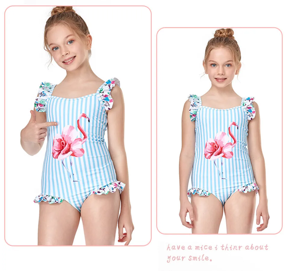 Children's jumpsuit flower fly edge girl swimwear