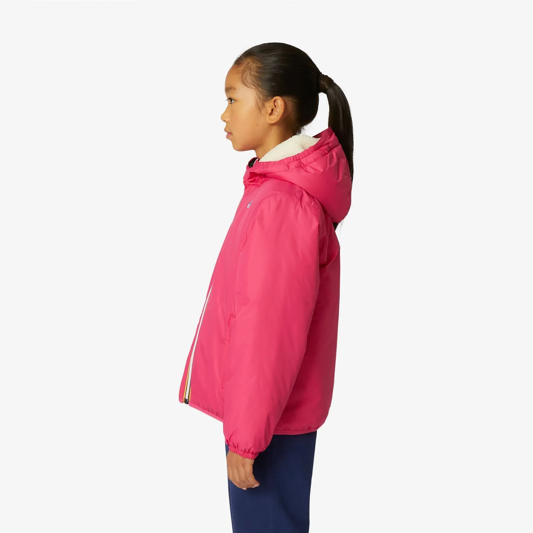 Claude Orsetto - Kids Sherpa Lined Waterproof Jacket in Ecru - Fuchsia Magenta