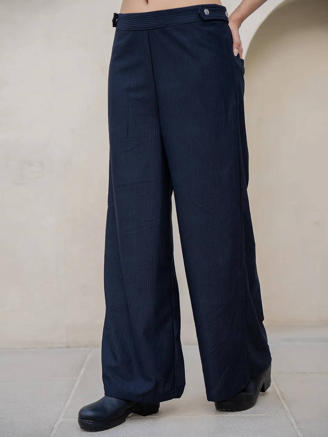 Corduroy Black High Waist Pants