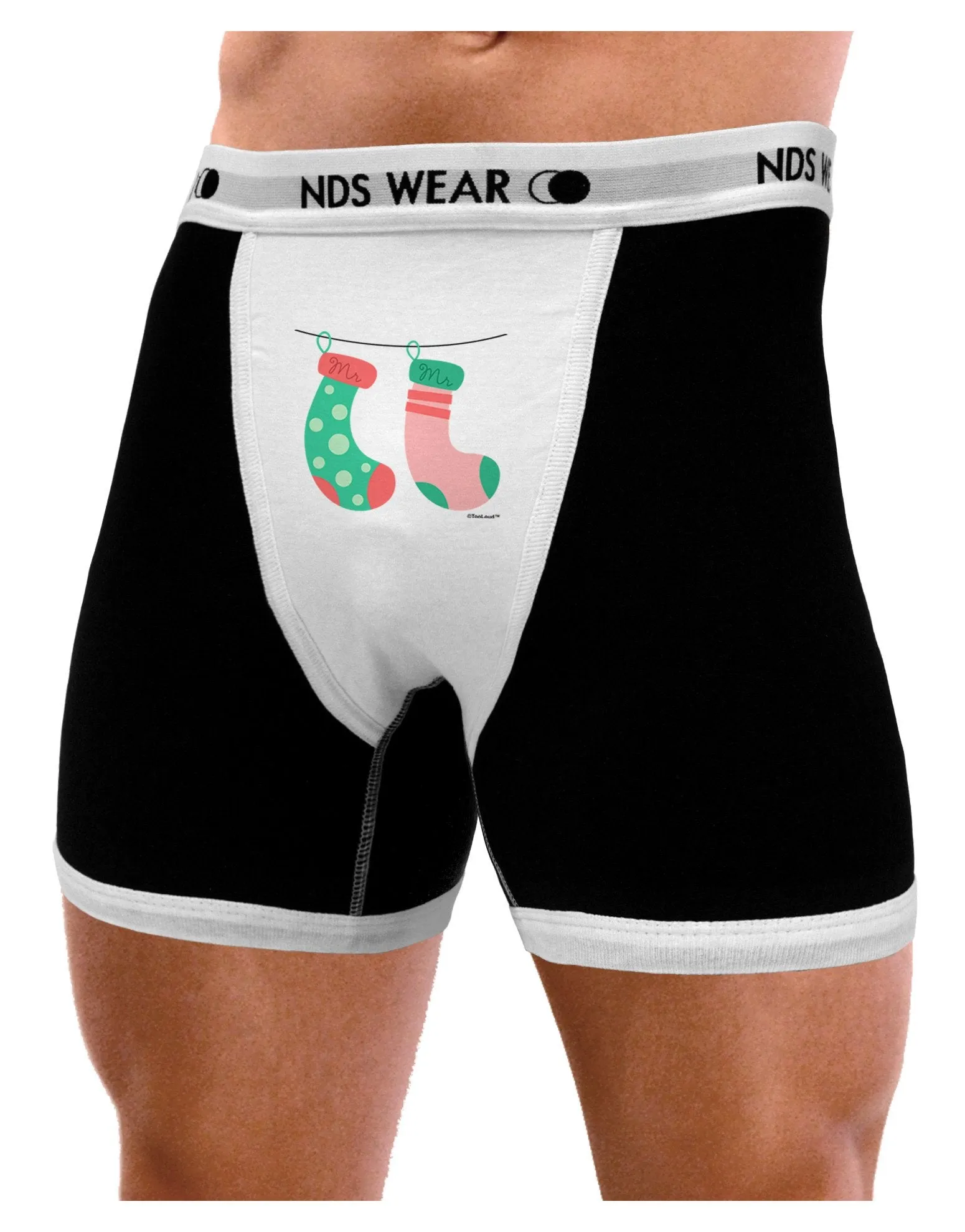 Cute Mr and Mr Christmas Couple Stockings Mens Boxer Brief Underwear by TooLoud