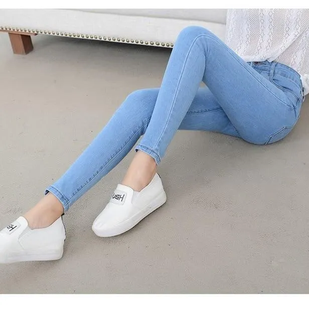 Denim Jeans Women High Waist Stretch Pencil Skinny Ankle-length Pants