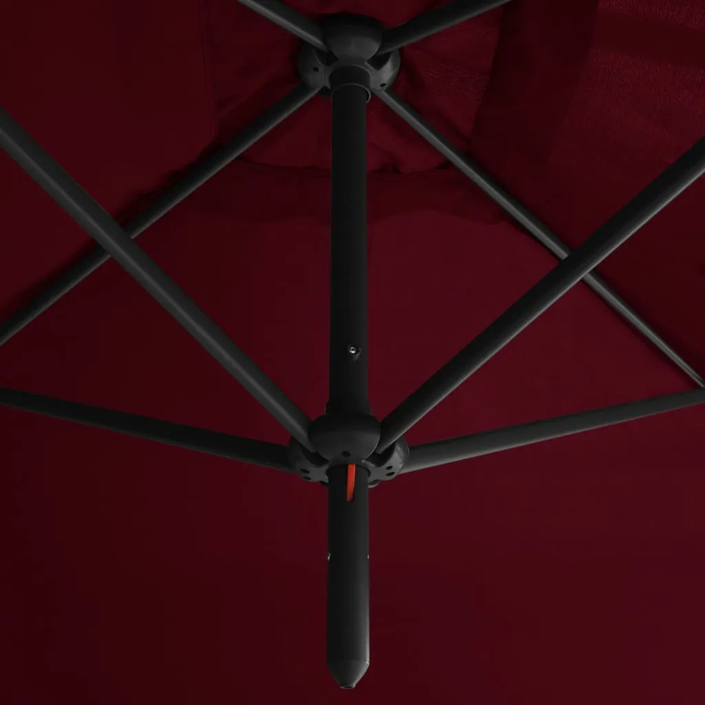 Double Parasol with Steel Pole Bordeaux Red 600x300 cm