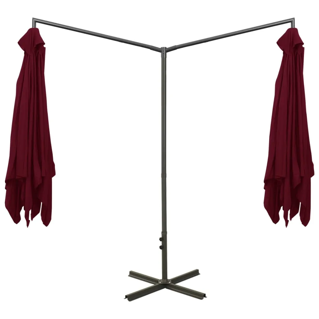 Double Parasol with Steel Pole Bordeaux Red 600x300 cm