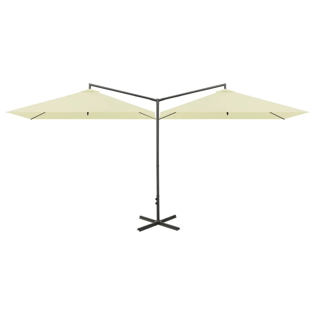 Double Parasol with Steel Pole Sand 600x300 cm