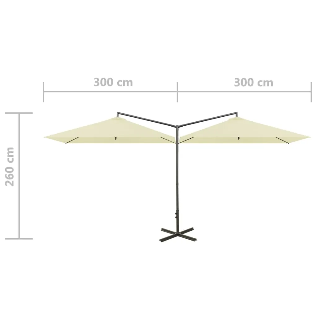 Double Parasol with Steel Pole Sand 600x300 cm