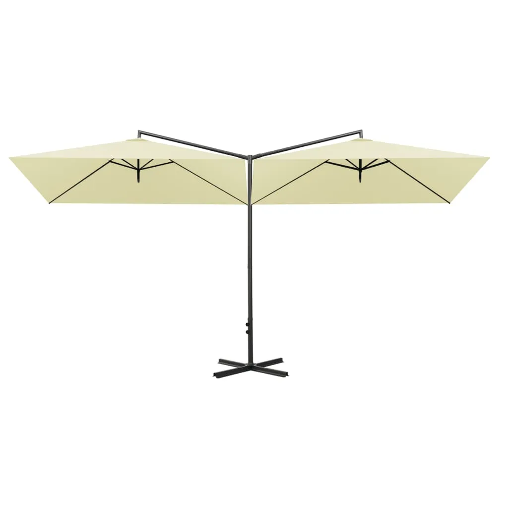 Double Parasol with Steel Pole Sand 600x300 cm