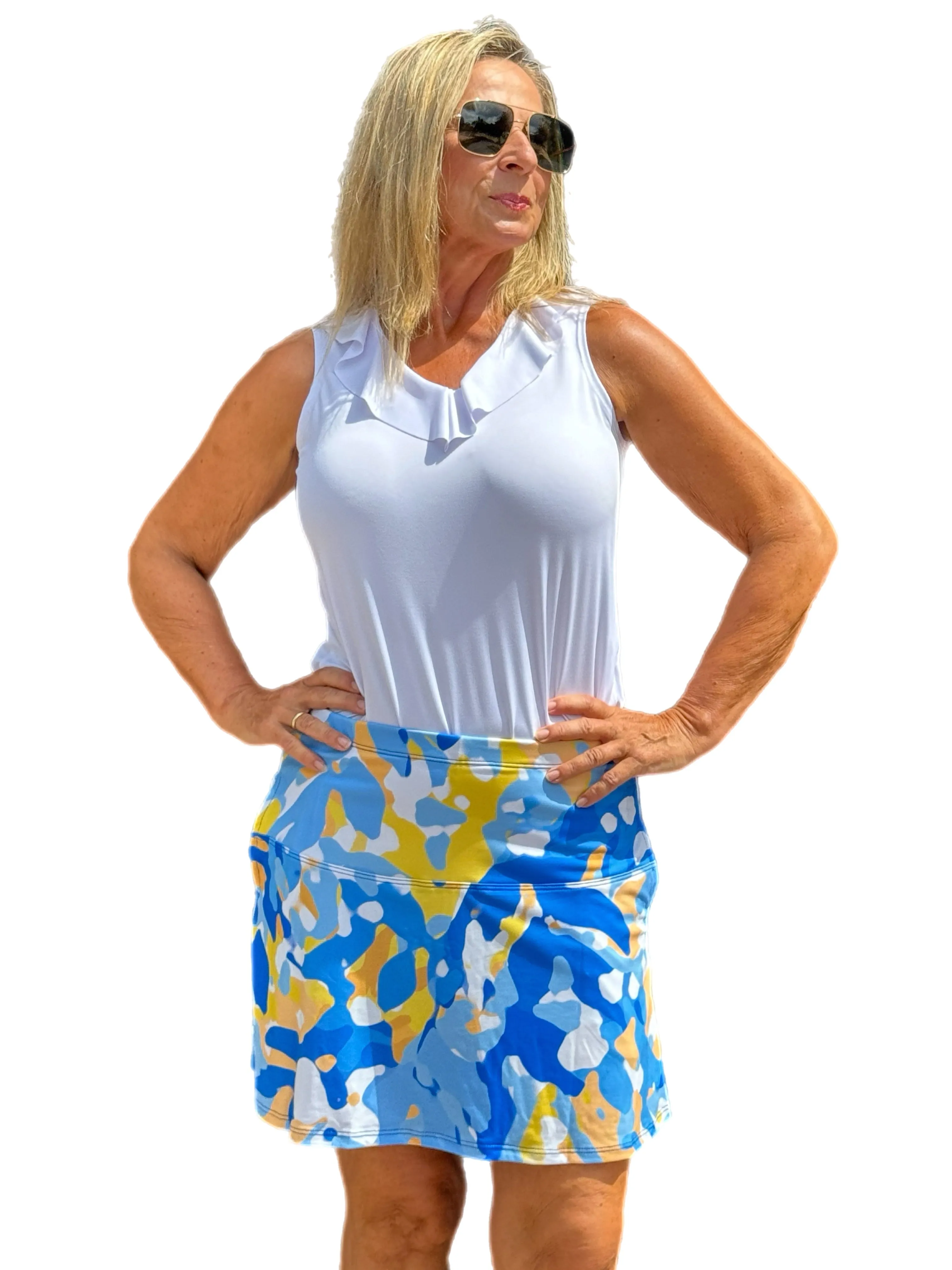 Flowy Skort with Side-Pockets Watercolors