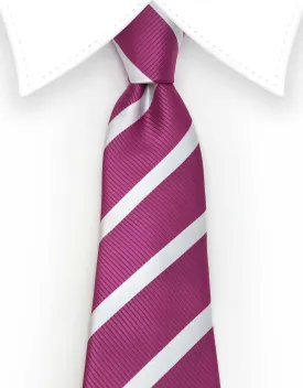 Fuchsia Pink and White Extra Long Striped 70" Tie - 3XL