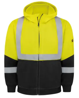 Hi-Visibility Performance Work Hoodie - Type R Class 2 HJ10 - Black & Hi Visibility Yellow