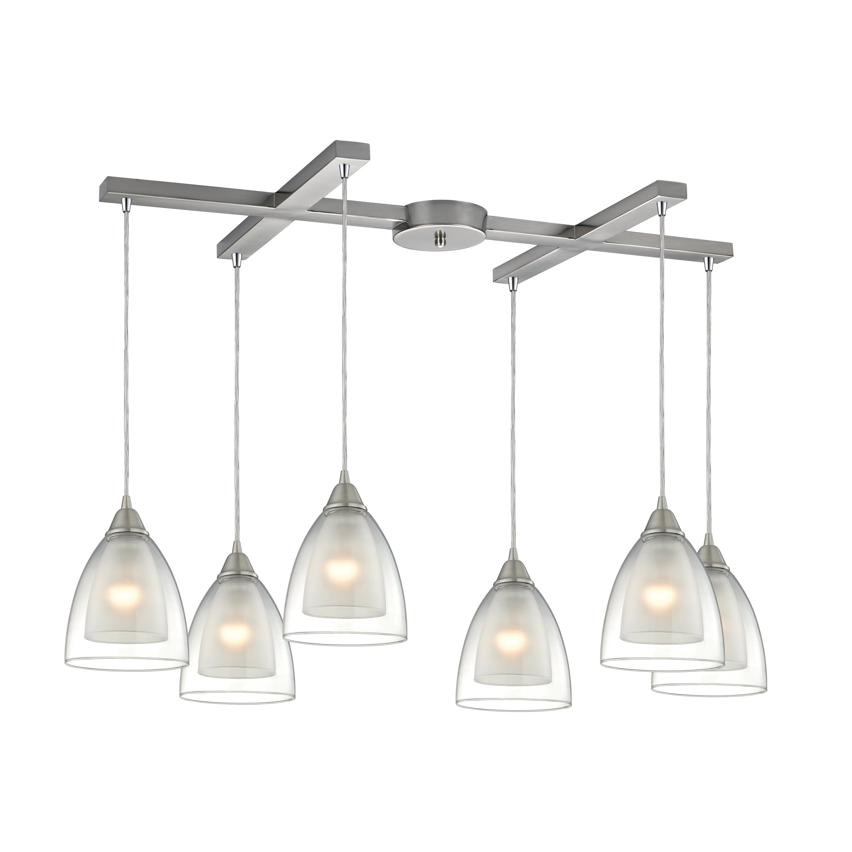 Layers 33" 6 Light Mini Pendant in Satin Nickel