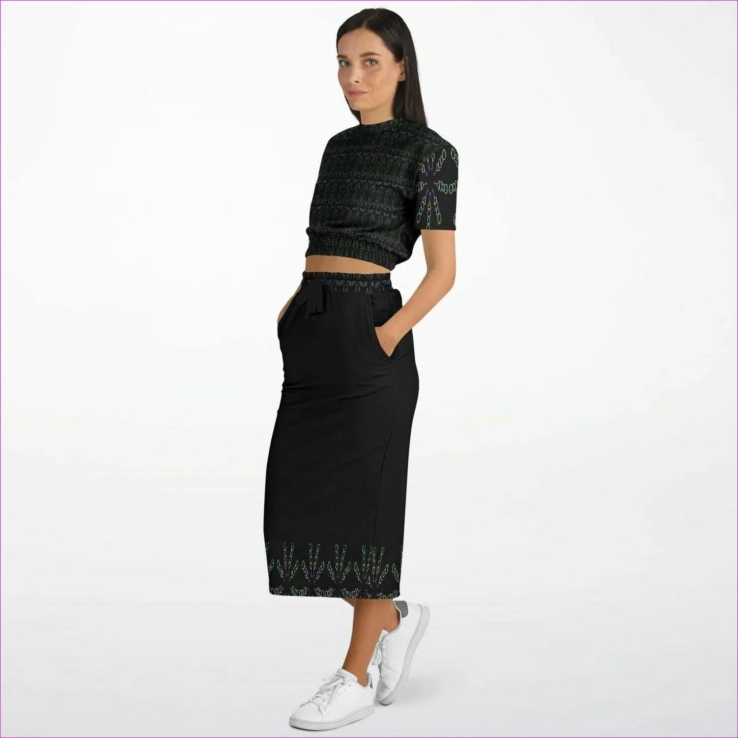 Mandala Womens Premium Crop Top & Skirt Set