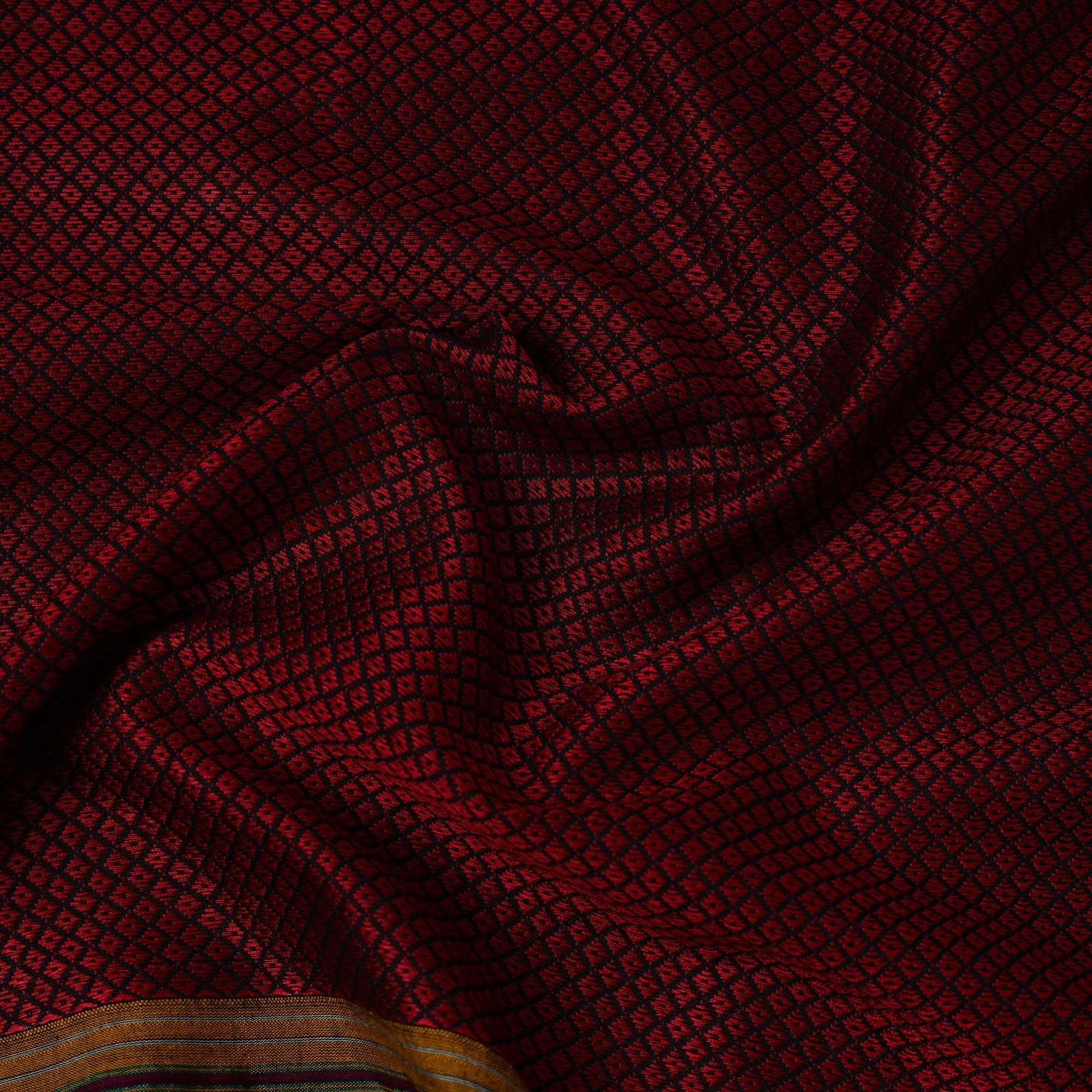 Maroon - Traditional Khun Weave Cotton Fabric 44