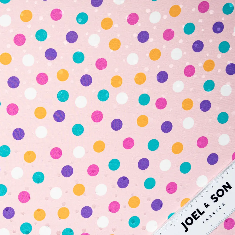 Multi Spot Printed Candy Pink Silk Jacquard