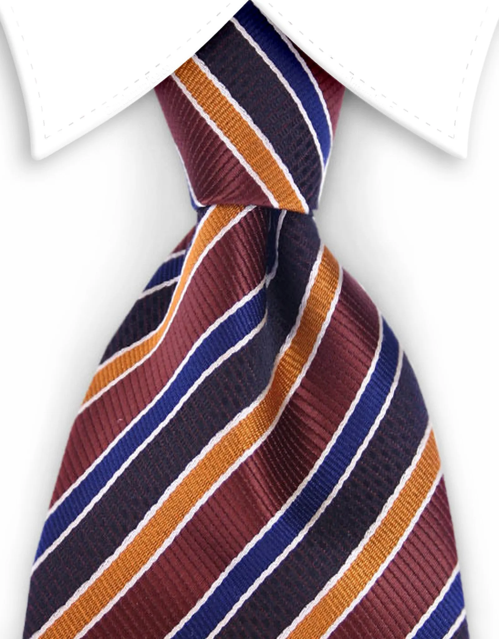 Navy and Multi-colored Brown Striped 4" Wide Necktie