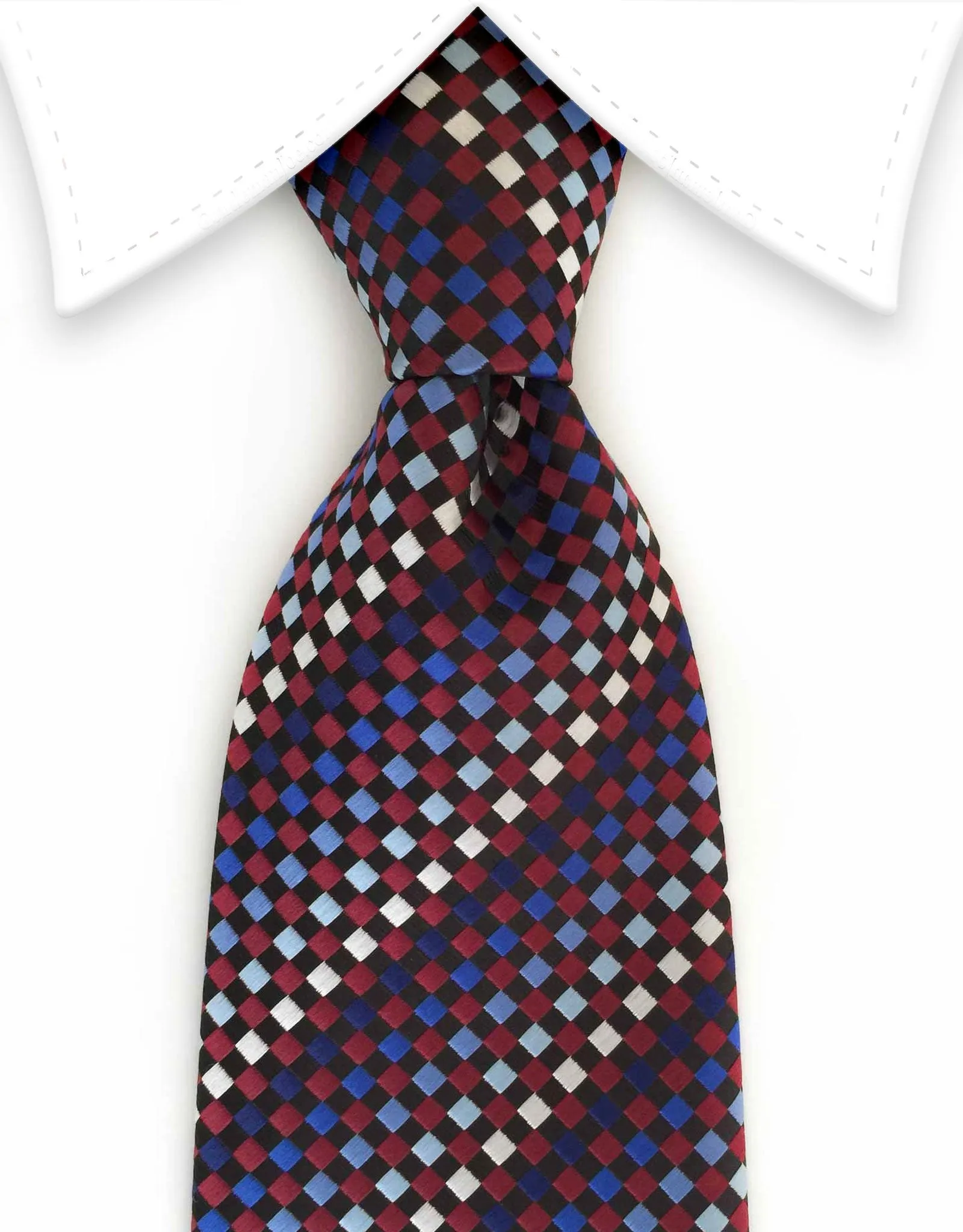 Navy, Blues & Burgundy Geometric Tie