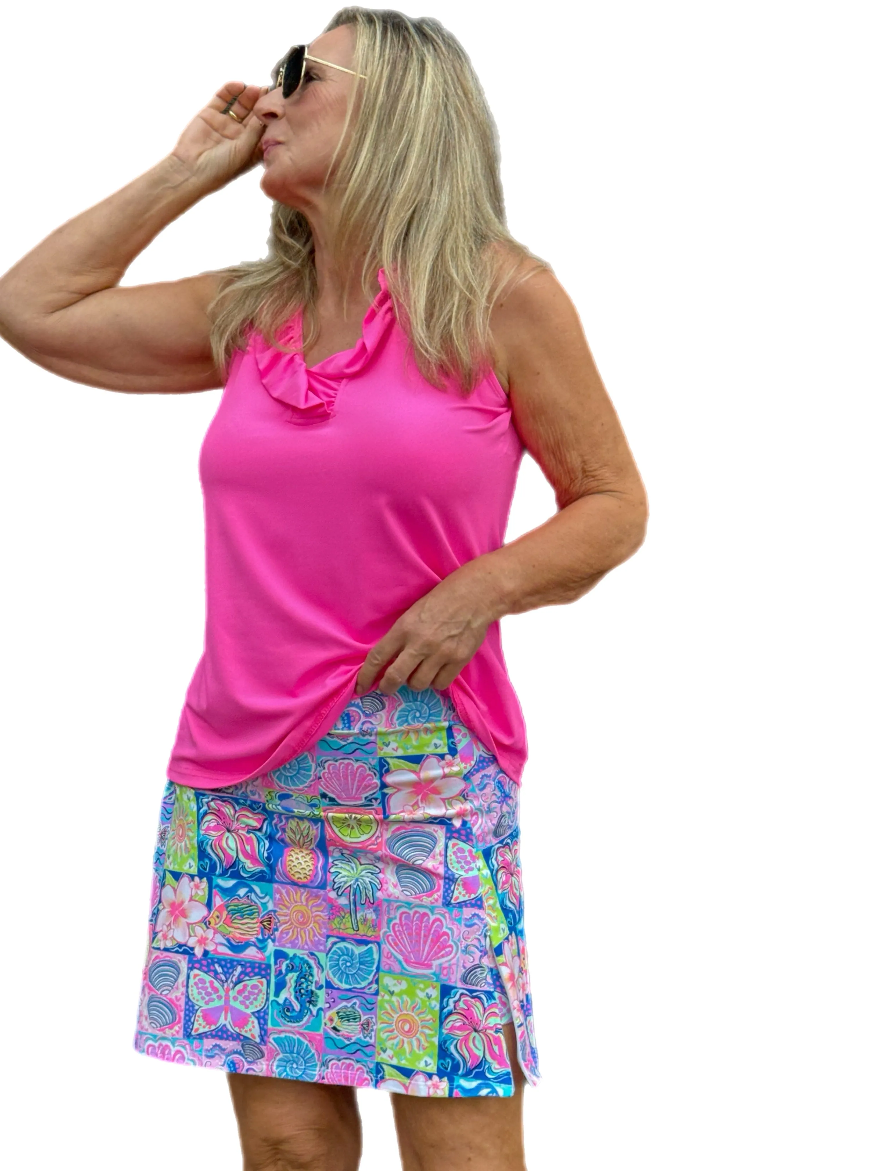 Pull-on Zip Skort with UPF50  Island Dream