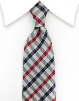 Red & Dark Navy Plaid Tie