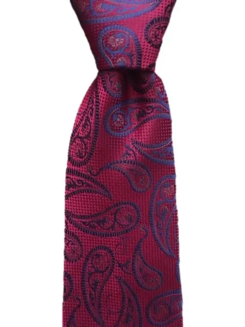 Red and Blue Extra Long Men's Paisley Tie