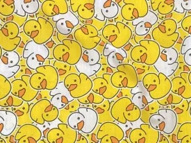 Rubber Bathtime Ducks  - Poly/Cotton Print