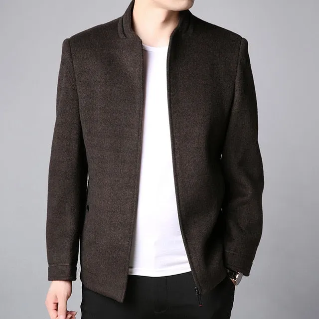 Slim Fit Wool Pea Coat Warm Wool Blend Jackets