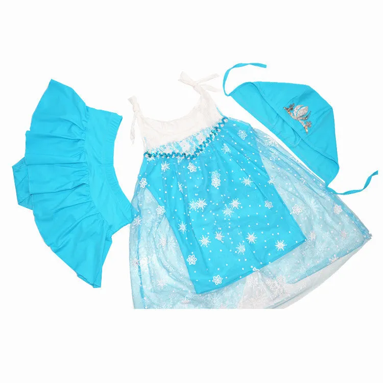 Swimsuit   frozen elsa Frozen II Three-piece Printed  by Swimwear