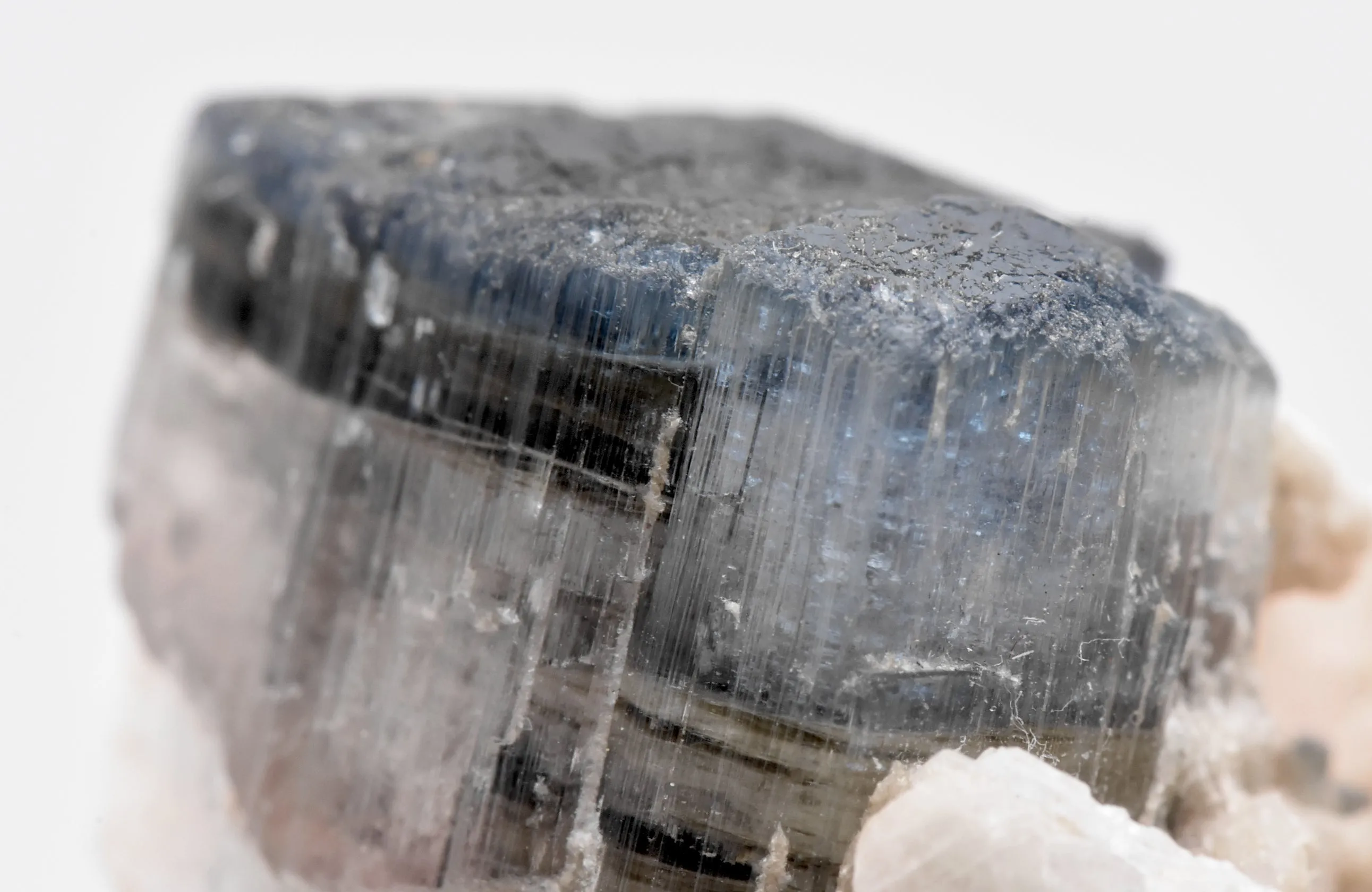 Tricolor Green, Pink, Blue Tourmaline Crystal and Dark Green Tourmaline Crystal on Feldspar with Albite - Pakistan